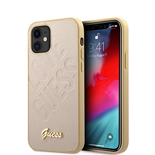 Guess GUHCP12SPUILGLG Iridescent Love Script Gold Logo Hülle für iPhone 12 Mini 5,4" golden