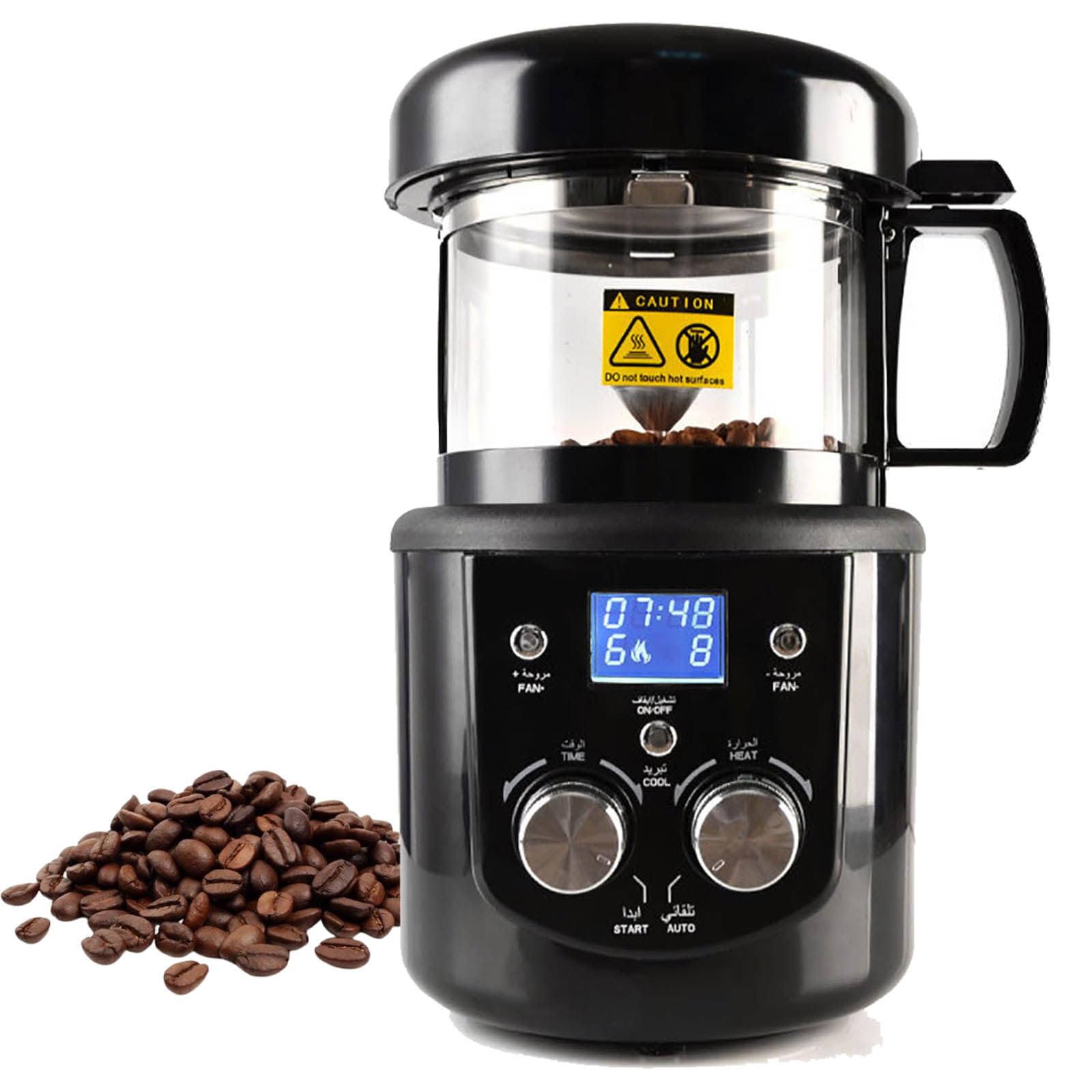 JMbpkduHs Kaffeeröstermaschine Mit Timer, Doppelknopf, Elektrische Kaffeebohnenröstmaschine, Für Geröstete Bohnen, Körner, Erdnüsse, Nüsse (80–100 G), 220 V,220v