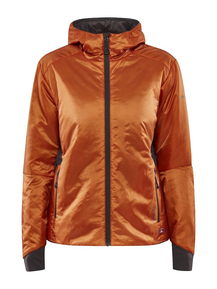 Craft ADV EXPLORE LIGHTWEIGHT | Leichte Jacke Damen L | Chestnut | Packbare Outdoorjacke Damen | PrimaLoft-Isolierung | 2 Reißverschlusstaschen | Kapuze | Stretcheinsätze | Wanderjacke Damen