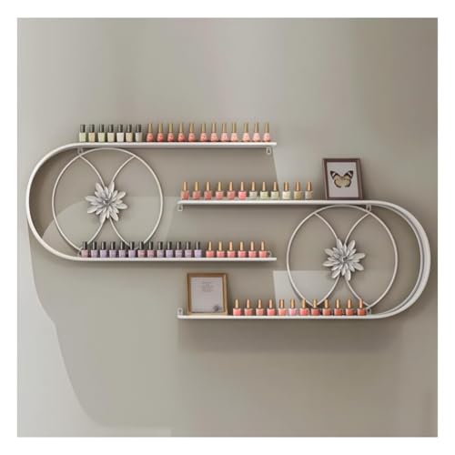 KJZQXYX Nagellack-Organizer zur Wandmontage, Metall-U-förmiger Nagellack-Aufbewahrungsständer zur Aufbewahrung von Lippenstift, ätherischem Öl, Parfüm (White 85x8x40cm)