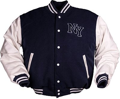 Mil-Tec NY Baseball Jacke mit Patches (Navy/Weiß/M)