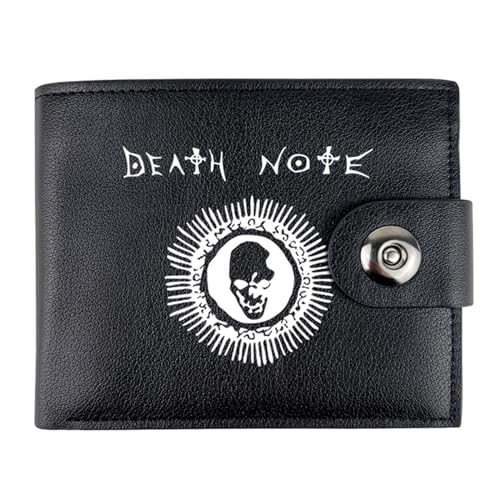 RYNDEX Death No. te Anime Geldbörse, Cartoon-Druck Kleiner Geldbeutel, PU Leder Geldbörse Brieftasche Wallet(Color:Black 9)