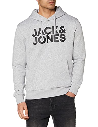 JACK & JONES NOS Herren Jjecorp Logo Sweat Hood Noos Kapuzenpullover, Grau(Light Grey MelangeGrau), XX-Large