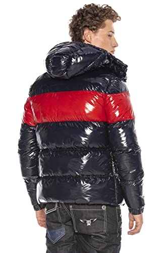 Cipo & Baxx Herren Outdoorjacke Winterjacke Warm Steppjacke Kapuze Daunen Jacke Dunkelblau S