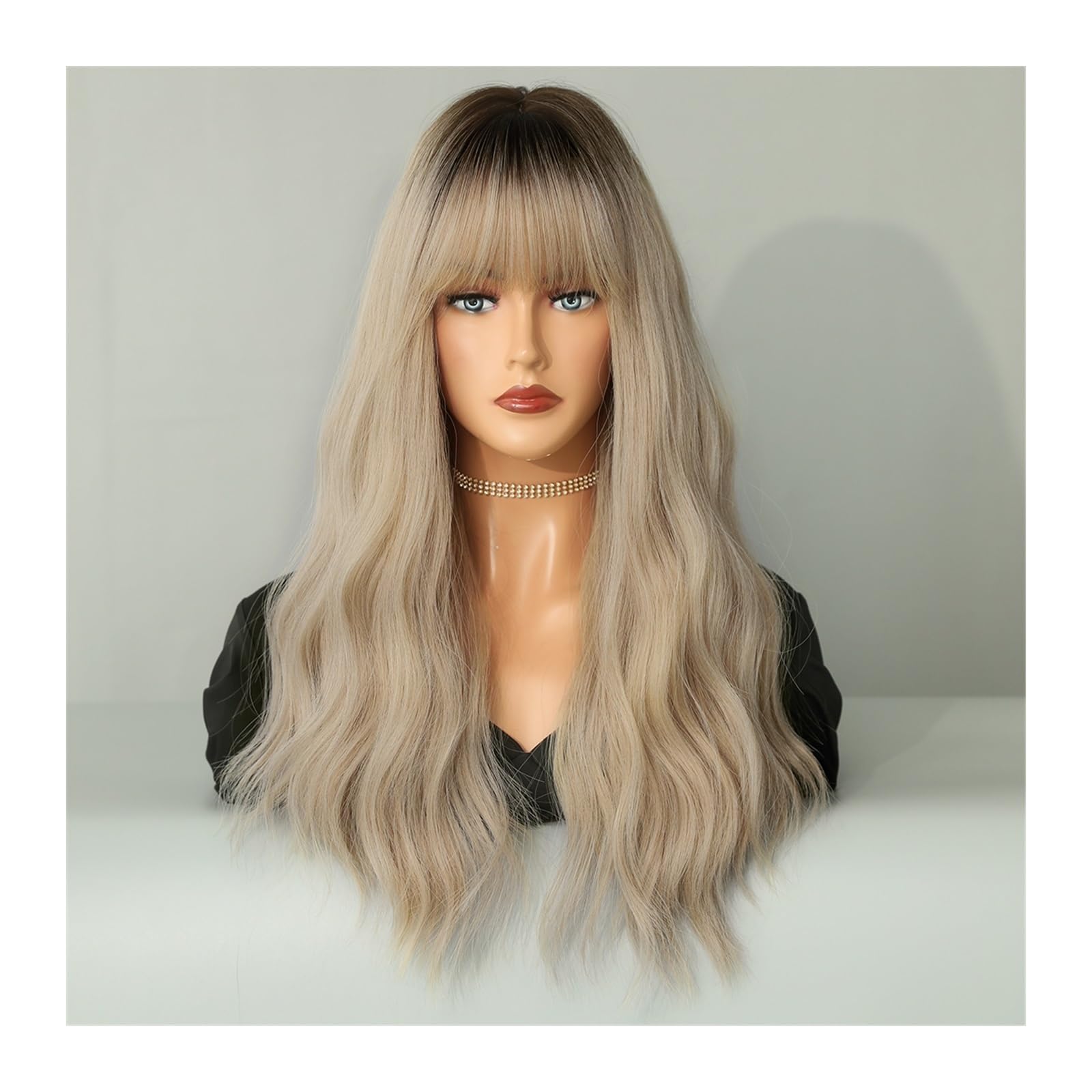 Perücken Cosplay Party Natürliche Hitzebeständige Haar Perücken De Mujer Braun Blonde Perücken Lange Wellenförmige Synthetische Perücke for Frauen Lange Weiß lolita Damenperücke(MW8269-1)