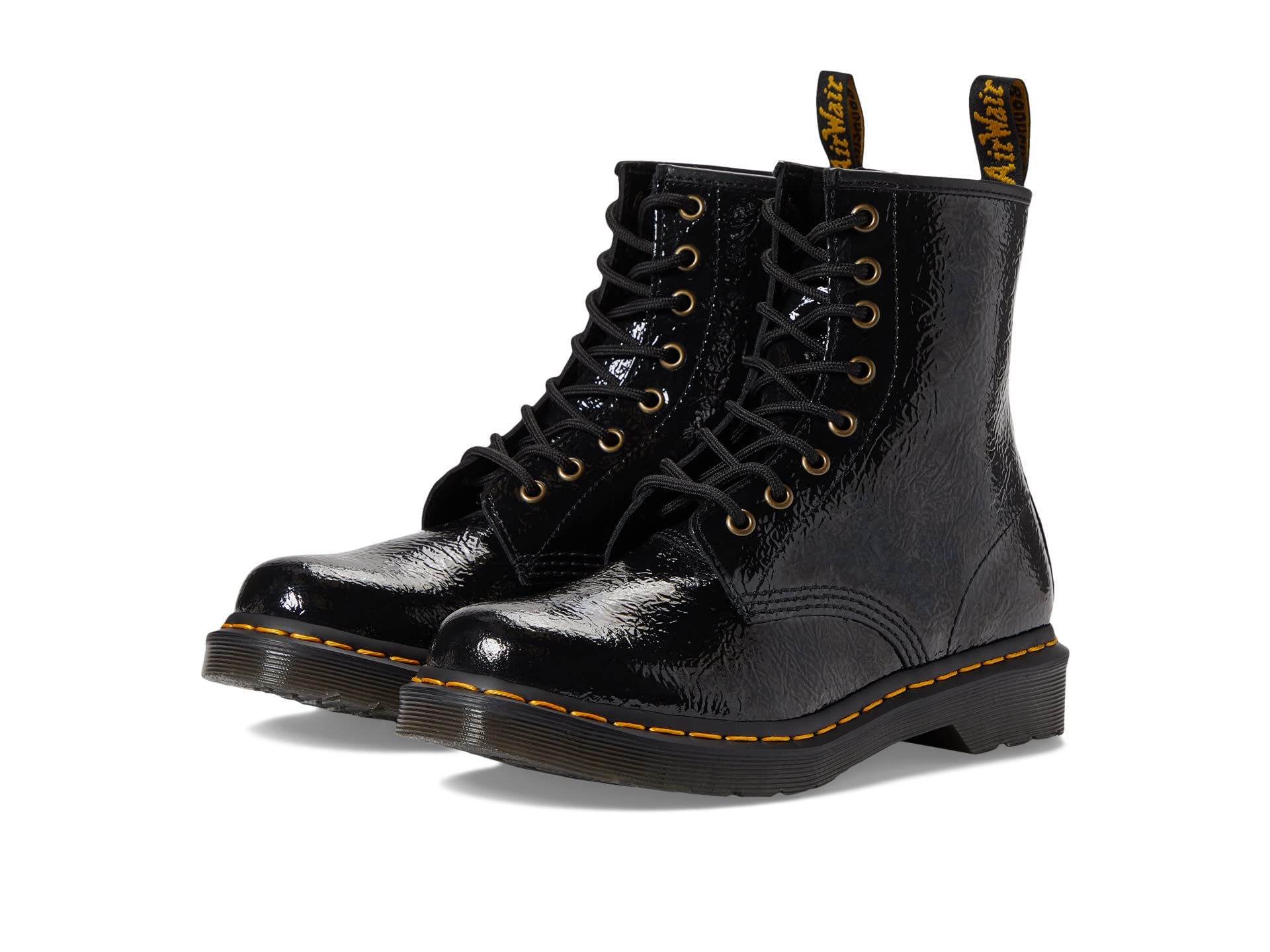 Dr. Martens Damen 1460 Amphibians, Black Distressed Patent, 38 EU