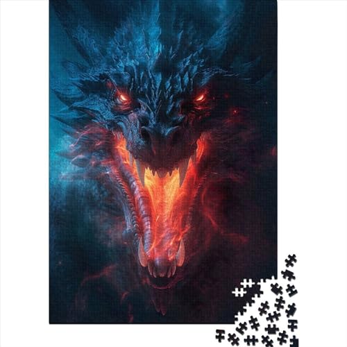 Gefährlicher Drache, Holzpuzzle für Erwachsene, 500 Teile, für Erwachsene, schwierige Puzzles, ganze Familie und die (Größe: 52 x 38 cm)