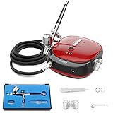 oasser Airbrush Set Kompressor Dual Action 3 Modi wiederaufladbarer 1000mAh Akku 0,3mm Düse 7CC Tasse Airbrush Pistole für Modell, Kuchen, Kosmetik, Lackierung