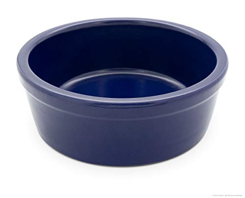 K&K Hunde Futterschale V = 3,8 Liter blau 28x11 cm aus Schwerer Steinzeug-Keramik