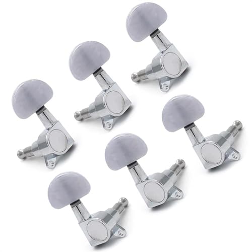 Strings Tuning Pegs Mechaniken Für Gitarre Gitarrensaiten-Stimmwirbel, Stimmwirbel, Maschinenkopf mit weißer Perle für E-Gitarre, Chrom (Color : 6R)