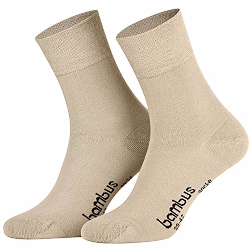 12 Paar Bambussocken Damen Mädchen Herren 35-38 beige