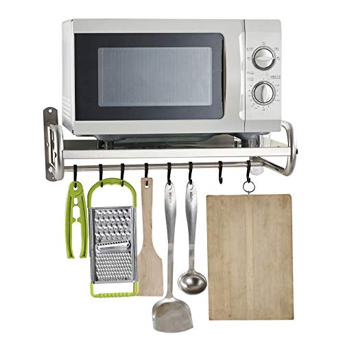 Microwave Oven Rack Regal, Wandhalterung FüR KüChe Mikrowelle Backofen Wandhalterungen Edelstahl Universal Regal Mikrowellenhalterung - L58cm