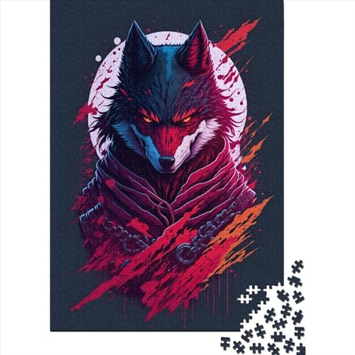 Fantasy Strange Wolf Puzzle | Puzzle 1000 Teile für Erwachsene Holzpuzzle für Erwachsene Puzzlespiel Spielzeug für Erwachsene Familienpuzzle Geschenk (Größe: 75 x 50 cm)