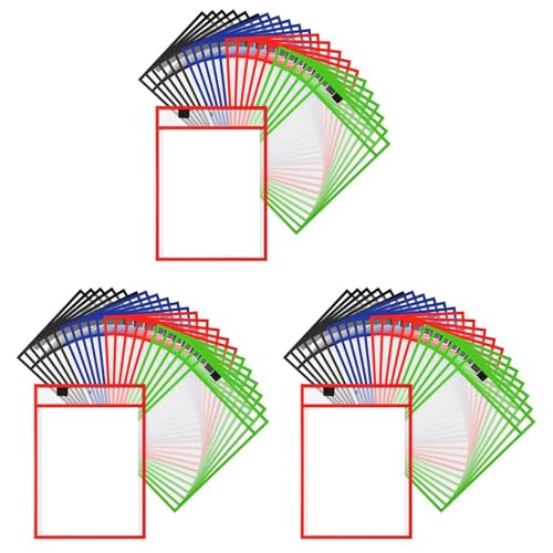 Torribala 84-Teiliger Arbeitsnotizenhalter, Wiederverwendbarer Notizhalter, Tasche Aus Kunststoff, Trocken Abwischbare HüLle für Lehrer, BüRo, Organisation E