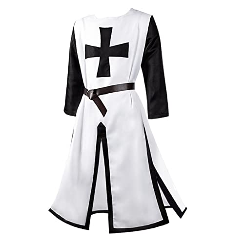 WANGTIANXUE Gothic Lang Mittelalterliche Tunika für Damen, Halloween-Kreuzmantel, Trenchcoat, Halloween-Kostüm, langärmelig, kapuzenlos, lässige Außenjacke Halloween Dress Cocktail Cosplay Kostüm