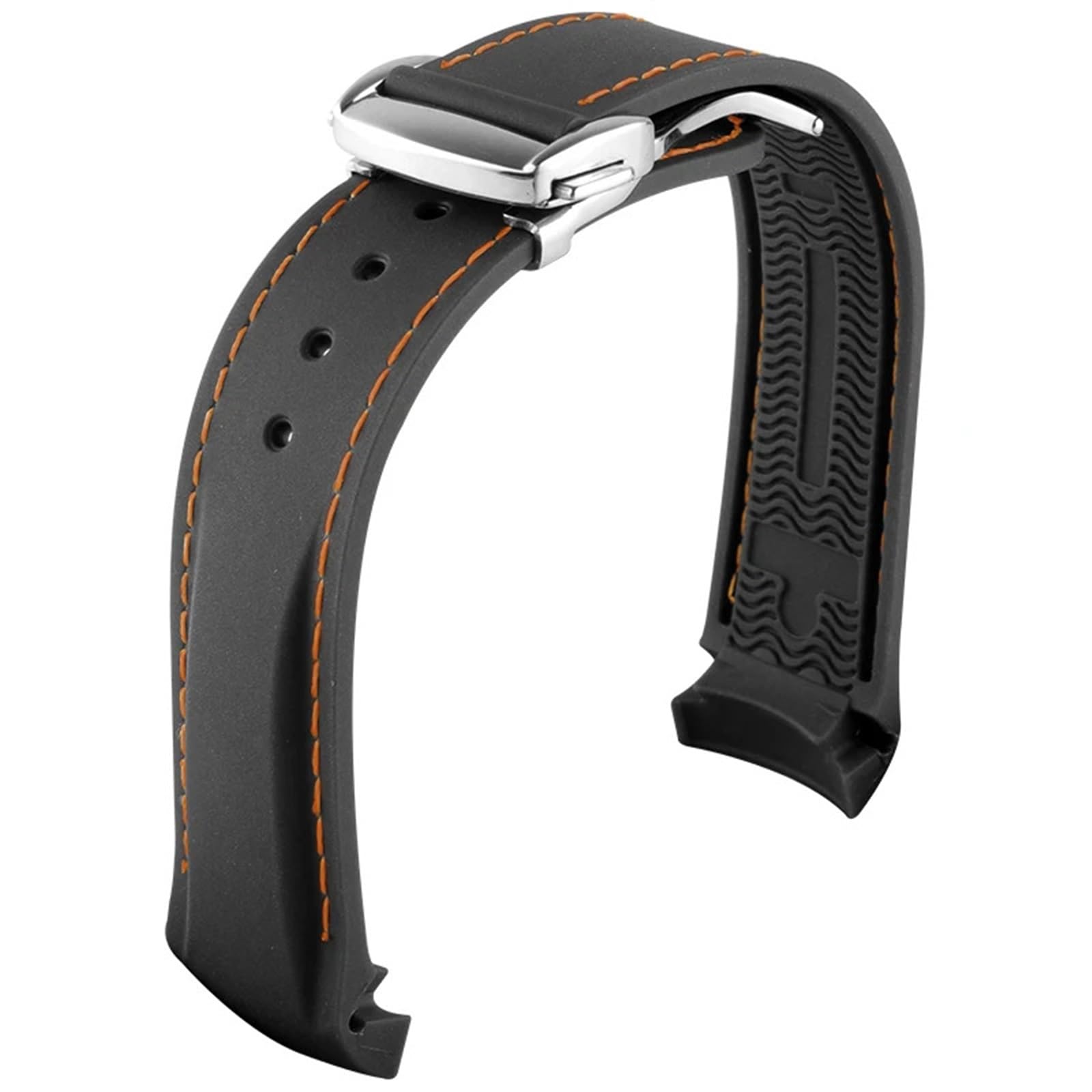 NEYENS Gummi-Uhrenarmband für Omega Seamaster Uhrenarmbänder mit Faltschnalle, 20 mm / 22 mm, gebogenes Ende, Silikon-Armbänder, 19 mm, Achat