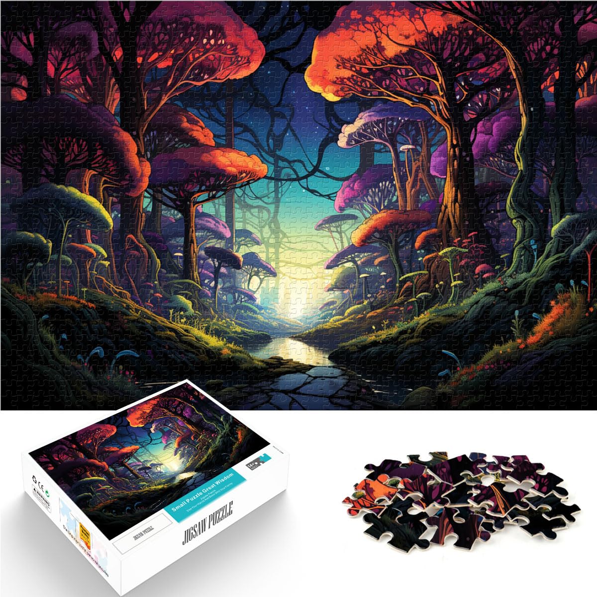 Puzzle Psychedelischer bunter Dschungel, 1000 Teile, Puzzle-Geschenke, Holzpuzzle, jedes Teil ist einzigartig – anspruchsvolles, unterhaltsames Familienspiel, 1000 Teile (50 x 75 cm)