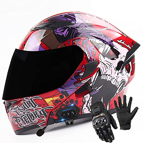 Klapphelme Modularer Helm Mit Bluetooth-Headset Und Dual Visier Motorradhelm,DOT ECE Genehmigt Integralhelm Helm Motorradhelm Atmungsaktiv Und Warm Für Erwachsene Männer Women