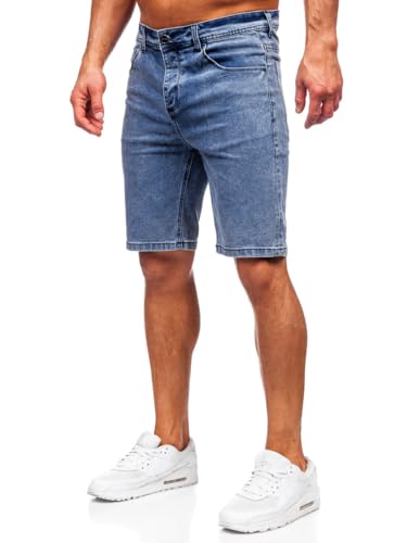 BOLF Herren Kurze Jeanshose Shorts Bermudas Jeans Short Kurze Hose Cargo Cargoshorts Destroyed Used Look Denim Stretch Freizeithose MP0274BS Dunkelblau M [7G7]