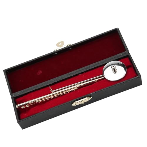 Miniatur-Musikinstrument-Ornamente, Messing, Vergoldet, Kleine Dekoration, Trompete, Posaune, Harfe, Flöte, Modell Musikinstrumente Miniatur (Color : Flute)