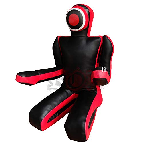 ROX Fit Passform MMA Judo Boxsack Grappling Dummy - Sitzposition, Submission Stil, Double Face, MMA Dummy, Stanz BJJ Training Bag 5 ft & 6 ft Schwarz/Rot (ungefüllt) (6 Foot (1.8 Meters) ungefüllt)