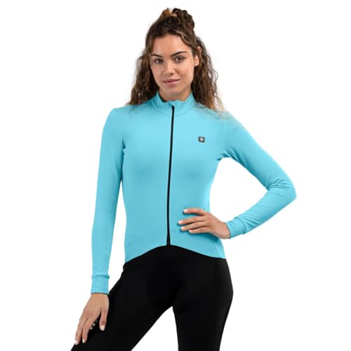 SIROKO - Langarm Thermo-Radtrikots für Damen M4 Bail - L - Neoncyan