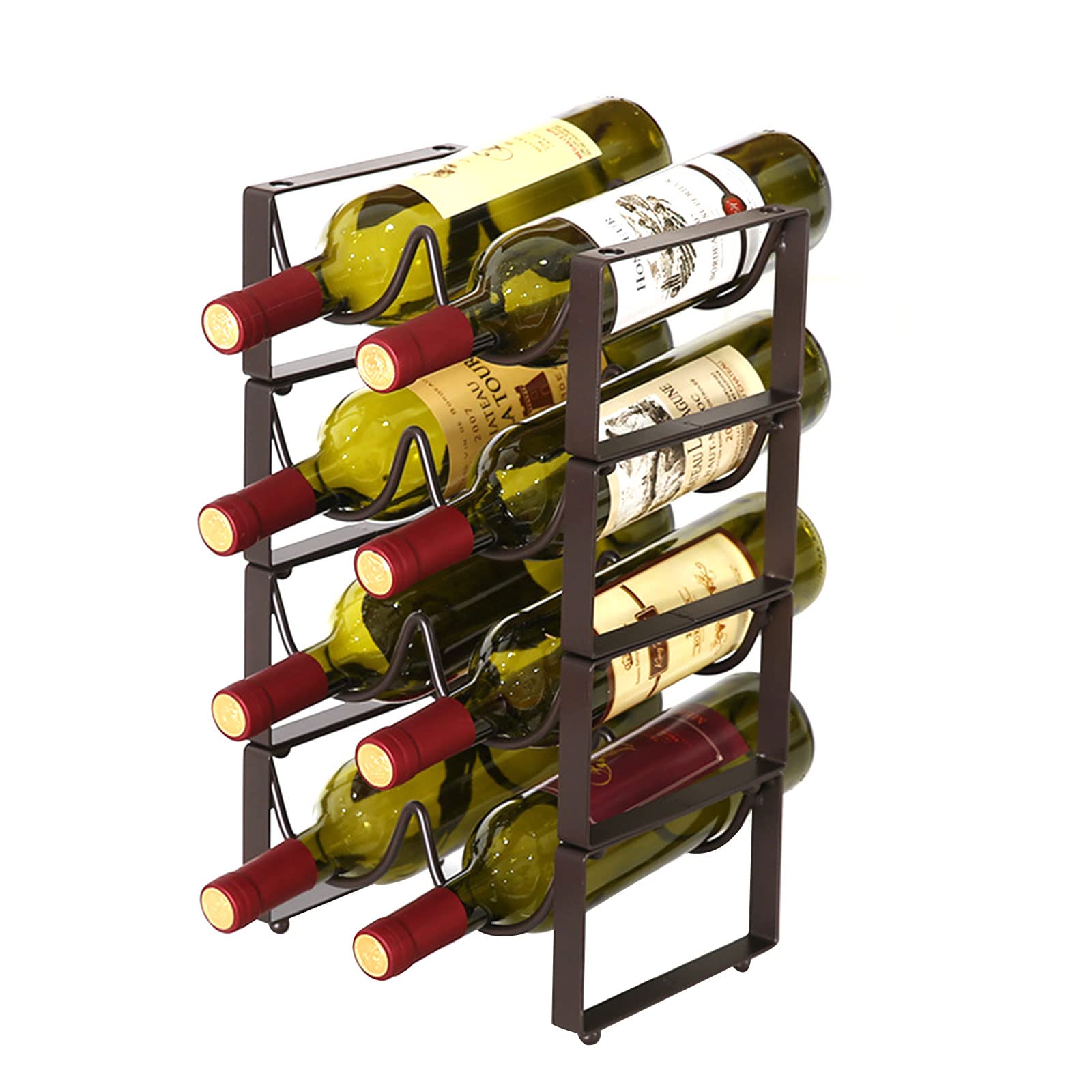 LARUISEE Stapelbares Weinregal, freistehend, Metall, Flaschenregal, Ständer, Flaschenaufbewahrung, Schreibtischregal, Küche