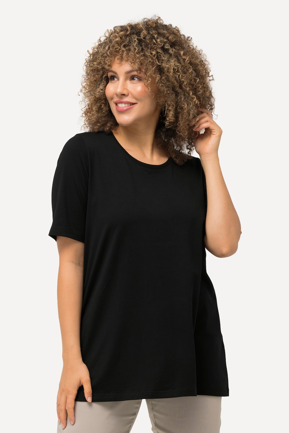 Große Größen T-Shirt, Damen, schwarz, Größe: 54/56, Baumwolle, Ulla Popken