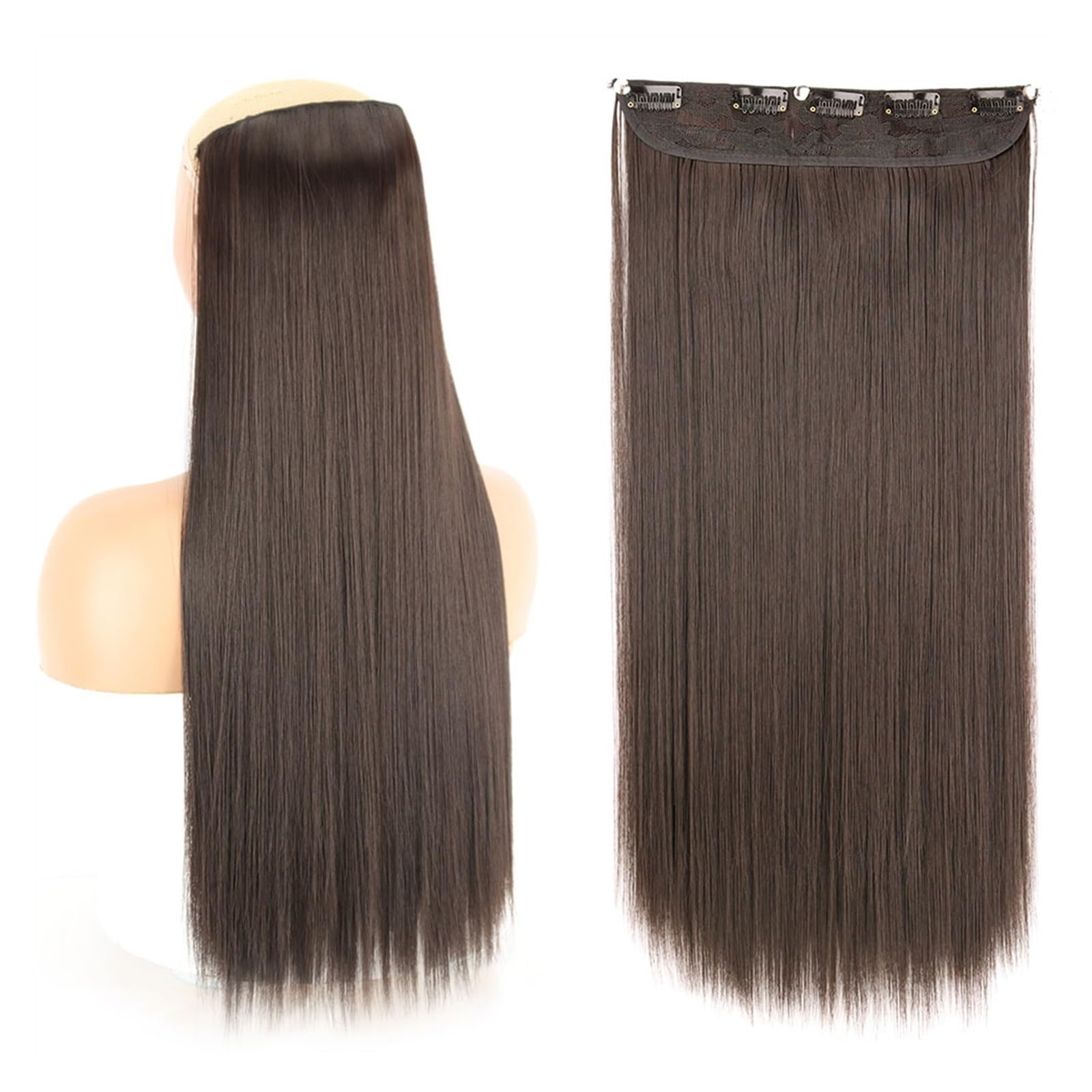 Clip-in-Haarverlängerungen Clip-in-Haarverlängerungen, synthetische lange glatte Frisuren, 5 Clip-in-Haarverlängerungen, 22 Zoll/32 Zoll, hitzebeständige Haarteile Clip-in-Haarverlängerungen aus Echth