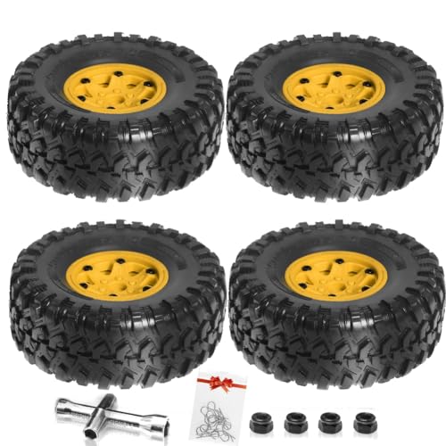 Pcivzxam 135 mm Metall 2,2 Beadlock Felgenreifensatz für 1/10 RC Crawler Car Axial SCX10 Wraith RR10 Capra TRX4 YK4082, Orange