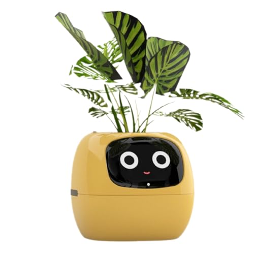 Begchy Ivy Smart Planter, USB Wiederaufladbarer Kleiner Blumentopf für Den Innenbereich Als Dekoration für Den Innenbereich. Macht das Pflanzenaufziehen Einfach und Macht Spaß. Gelb