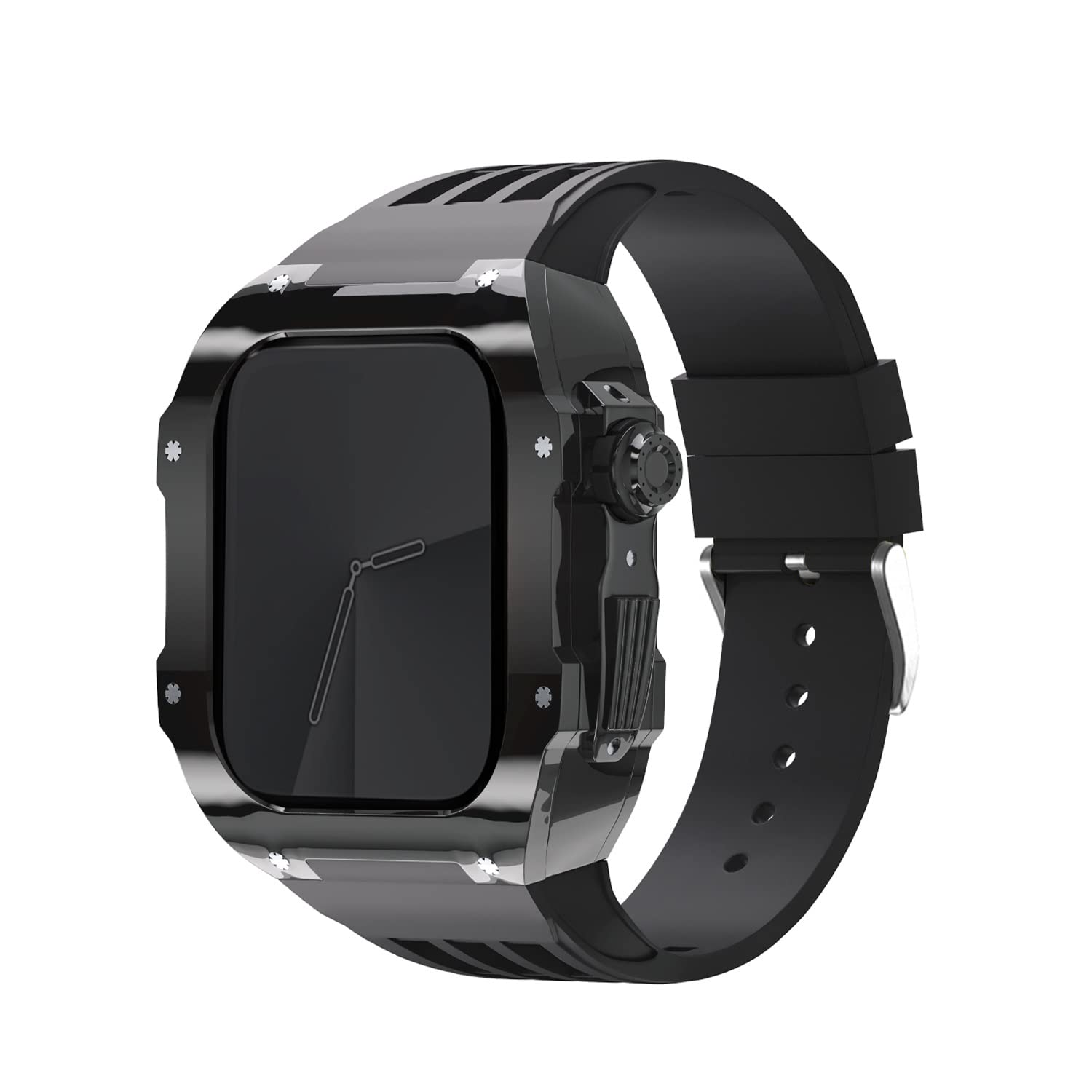 NEYENS Ersatz-Uhrenarmband aus Gummi mit transparenter Lünette, für Apple Watch, 44 mm, 45 mm, Urban Sportarmband, für iWatch-Serie S4, S6, SE, S7, 45 mm, Achat