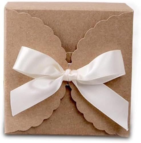 Box für Geschenke, Süßigkeiten-Box, 20/50 Stück Kraftpapier-Hochzeitsgeschenke for Gäste, kleine Süßigkeiten-Geschenkboxen mit Bändern (Farbe: 4, Größe: 50 Stück_9 x 9 x 5 cm) (C (Farbe: 2, Größe: 50