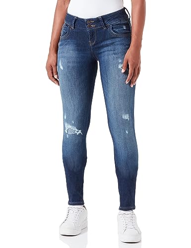 LTB Jeans Damen Jeans Molly M - Jeans Damen Slim aus Baumwollmischung Slim Denim Dunkel mit Reißverschluss Mittlere Taille - Blau