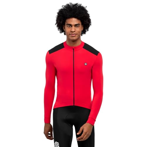 SIROKO - Langarm-Thermo-Radtrikot für M4 Passion, Intensivrot/Schwarz, L