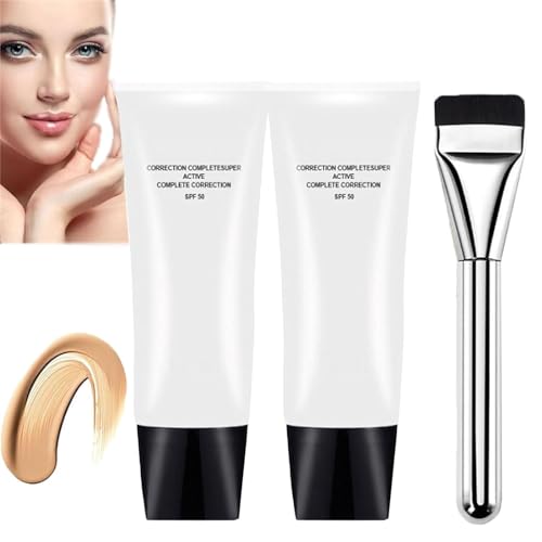 Perebella Skin Tone CC Cream SPF 50, Skin Tone CC Cream Farbkorrigierende, selbstanpassende Creme für reife Haut, Primer, feuchtigkeitsspendender Haut-Concealer (2Pc,Natur)