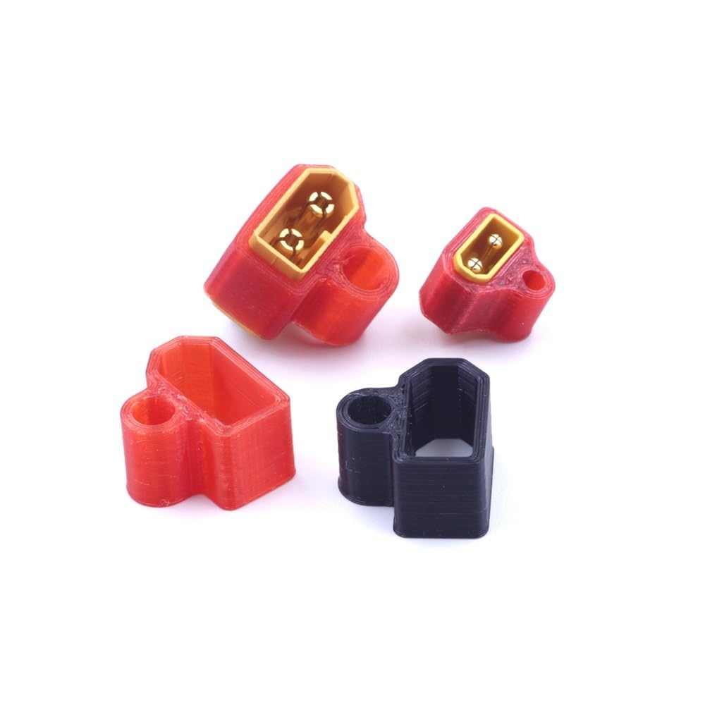 LSFWJP 2 PCS 3D Druck Power Stecker Befestigung Sitz Schlagfest Shell Drop Widerstand Abdeckung for XT60 XT30 Adapter FPV Racing Drone (Color : 2PCS Red XT60 6mm)