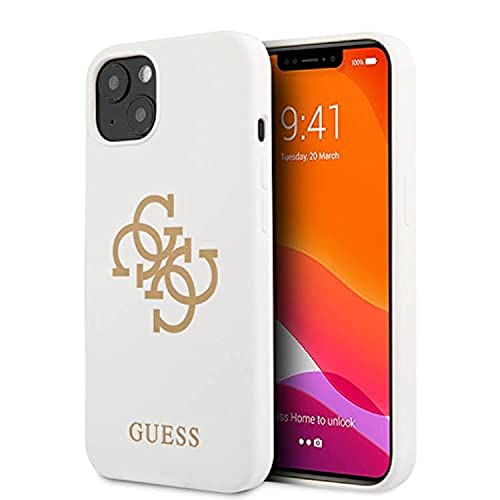 Guess GUHCP13SLS4GGWH Hülle für iPhone 13 Mini 5,4" weiß Silicone 4G Logo