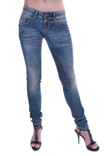 Cipo & Baxx Damen Jeans Hose slim fit, Jeansblau, 28W / 32L