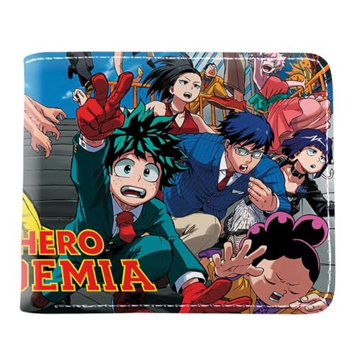 RYNDEX My He-ro Academ-ia Anime Geldbeutel, Bi-Fold Portemonnaie Klein, Kunstleder Geldbörse Brieftasche Wallet, für Kinder Fans(Color:Multicolor 11)