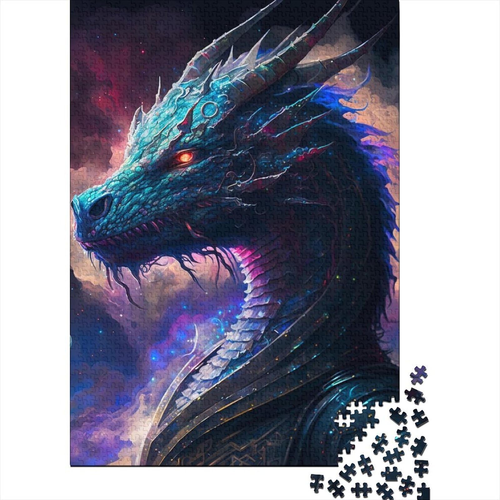 1000-teiliges Puzzle für Erwachsene und Teenager, Zauberer-Drache, Holzpuzzle für Teenager, Puzzle für Erwachsene, Lernspiel, Herausforderungsspielzeug (Größe 75x50cm)