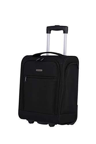 travelite 2-Rad Handgepäck Koffer mit Liquids Bag erfüllt IATA Bordgepäck Maß, Gepäck Serie CABIN Underseat: Kompakter Weichgepäck Trolley, 090225-01, 43 cm, 28 Liter, schwarz