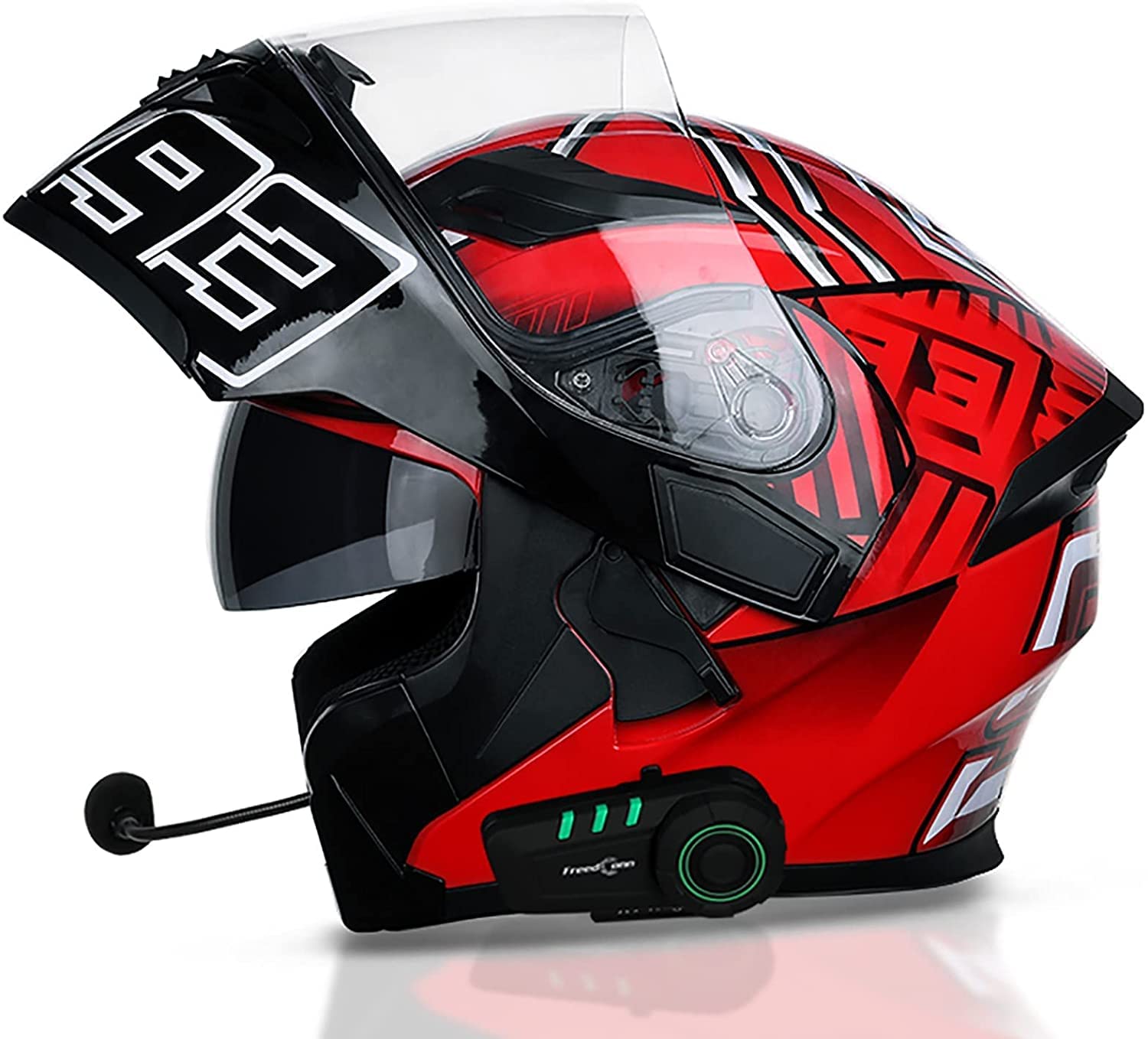 Motorradhelm-Bluetooth-Helm Motorrad Klapphelm Damen Und Herren,DOT/ECE Zertifiziert Motorradhelm Integralhelme Mit Doppelvisier,Integriert Mikrofon Für Automatische Reaktion