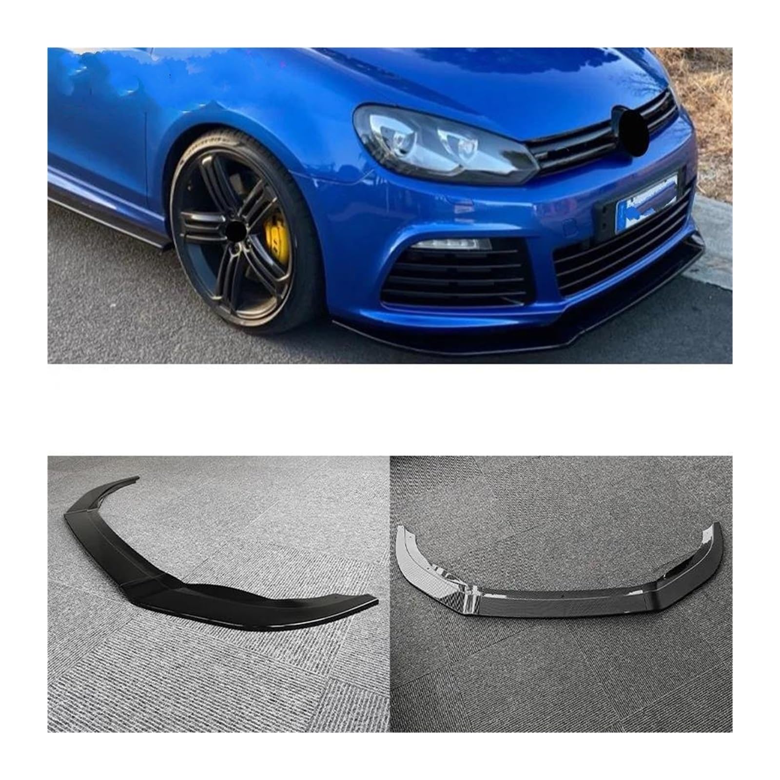 Splitter Für VW Für Golf 6 Für MK6 R R20 2008-2013 Front Stoßstange Splitter Lip Diffusor Körper Kit Spoiler Schutz Nachrüstung Frontlippe(Gloss Black)