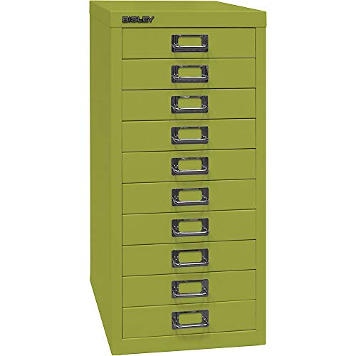 BISLEY MultiDrawer, 29er Serie, DIN A4, 10 Schubladen, Metall, 604 Grün, 38 x 27.9 x 59 cm