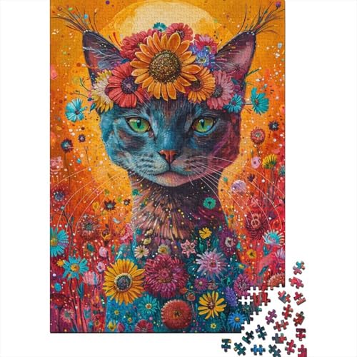 Art Cat Holzpuzzle Puzzles für Erwachsene Teenager Puzzles für Erwachsene 1000 Teile Entspannungspuzzles Spiele-Denkspiel 29,53x19,69 Zoll