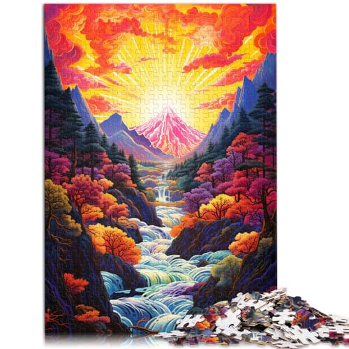 Puzzle für farbenfrohe, psychedelische japanische Retro-Landschaft, 1000-teiliges Puzzle für Erwachsene, Holzpuzzle und Geschenkidee, 1000 Teile (50 x 75 cm)