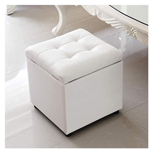 RAABYU Cube Kunstleder Aufbewahrung Fußhocker Pouf Sitzbank Spielzeugkiste Organizer Box Pouf Truhe Einzelsitz 40X40X40Cm