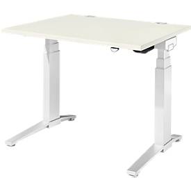 Schäfer Shop Genius Schreibtisch PLANOVA ERGOSTYLE, elektrisch höhenverstellbar, Rechteck, C-Fuß, B 1200 x T 800 x H 645-1305 mm, weiß