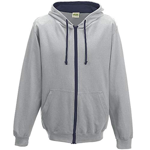 Just Hoods - Unisex Kapuzen-Sweatjacke/Heather Grey/French Navy, XL